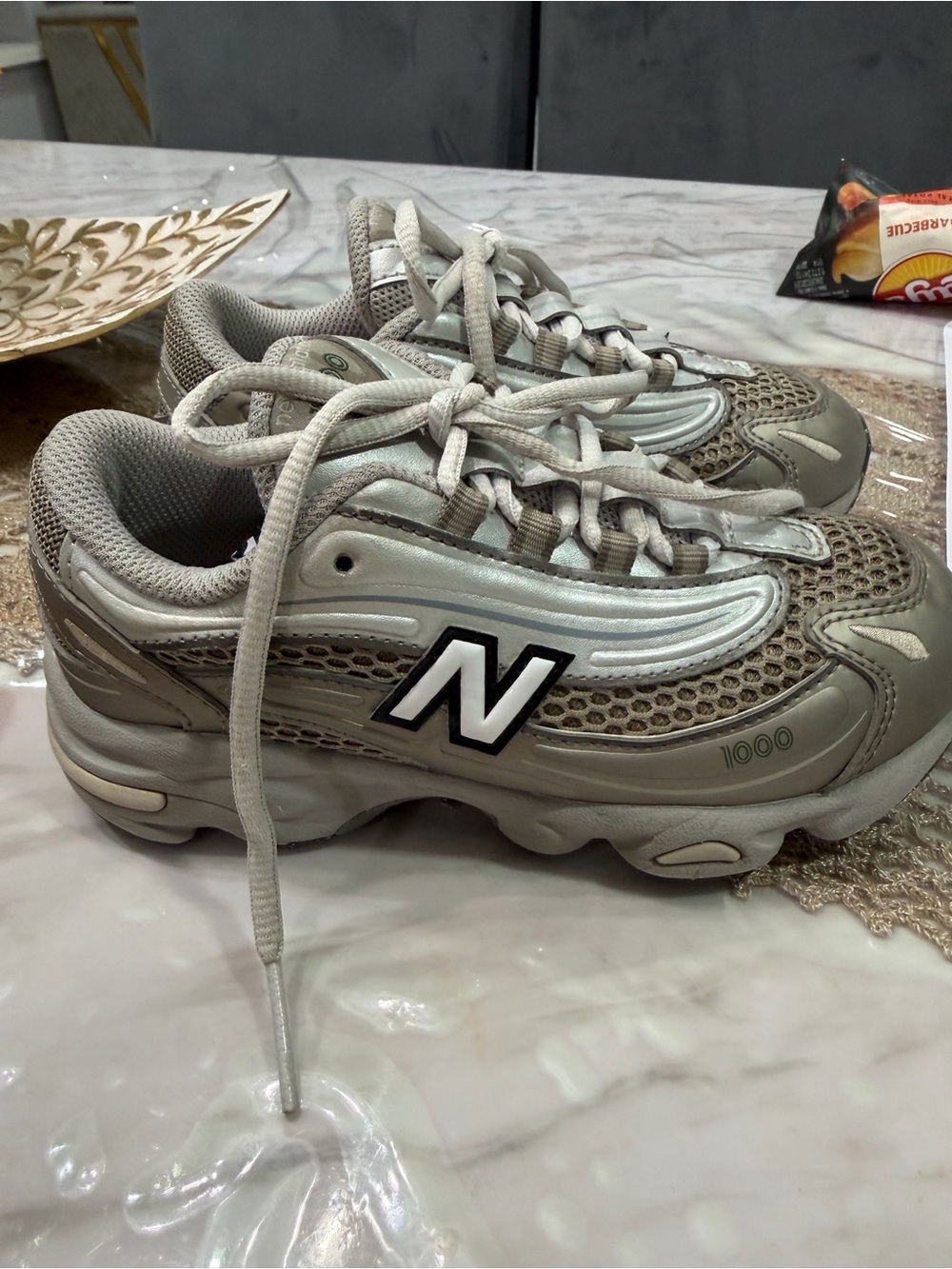New Balance Kids 1000 Sneakers in Light Gray and Gray